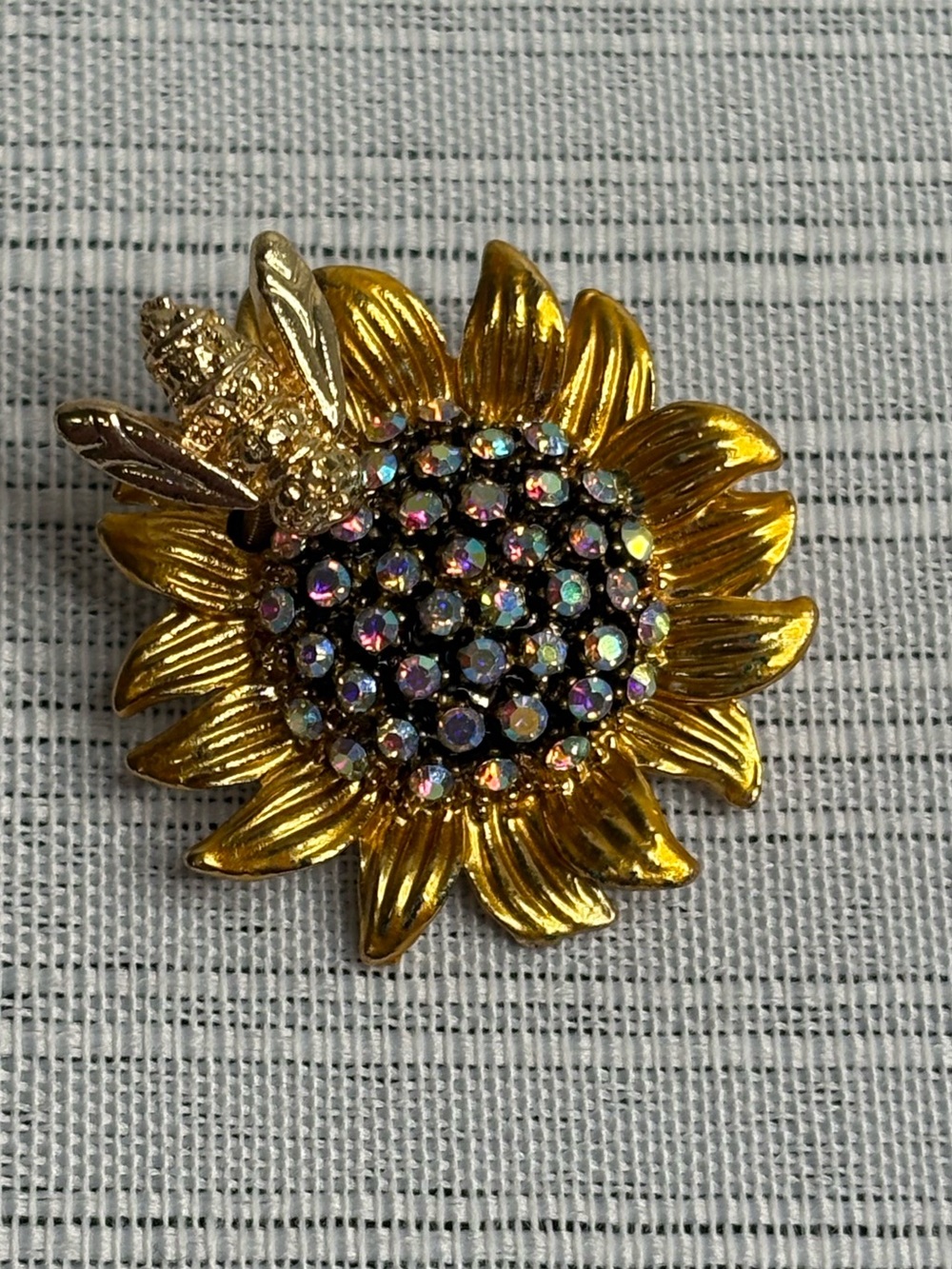 Sunflower with Bee Brooch
